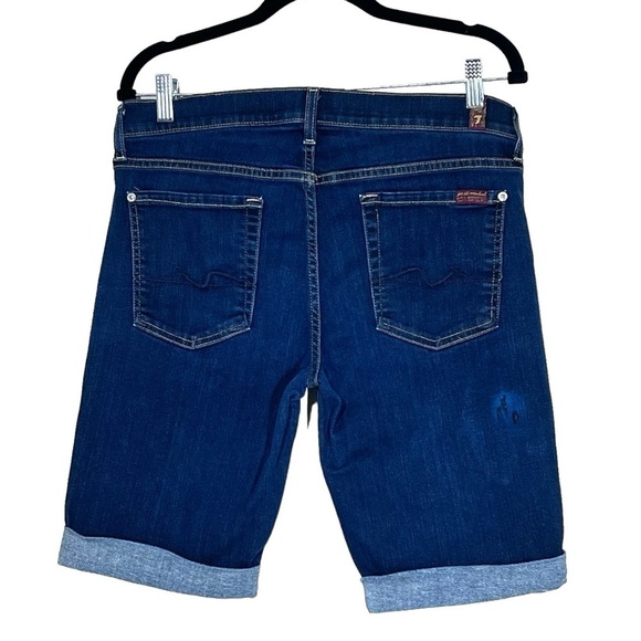 7 FOR ALL MANKIND Women's Rolled Hem Bermuda Denim Shorts Size 31 - Picture 3 of 16